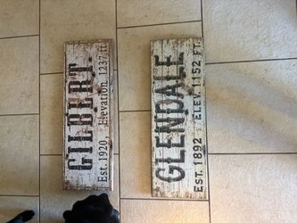 Rustic Wooden City Signs Set of 2