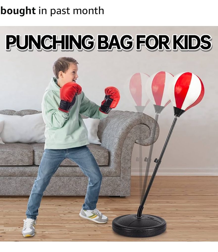 WISHKY SPORT Punching Bag for Kids for 3-10 Years Old | Boxing Bag Toy with Height Adjustable Stand | Ideal Christmas & Birthda