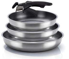 3-Piece Nonstick Stainless Steel Frying Pan Set