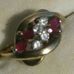DIAMOND & RUBY 14 KT GOLD ENGAGEMENT RING- Perfect  Gift