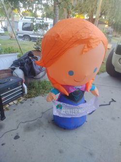 Christmas  Airblown  Inflatable AnnoWith Winter Wishes Banner 3.5 Ft Tall Orange
