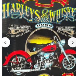 Vintage Harley Davidson Framed Glass Sign