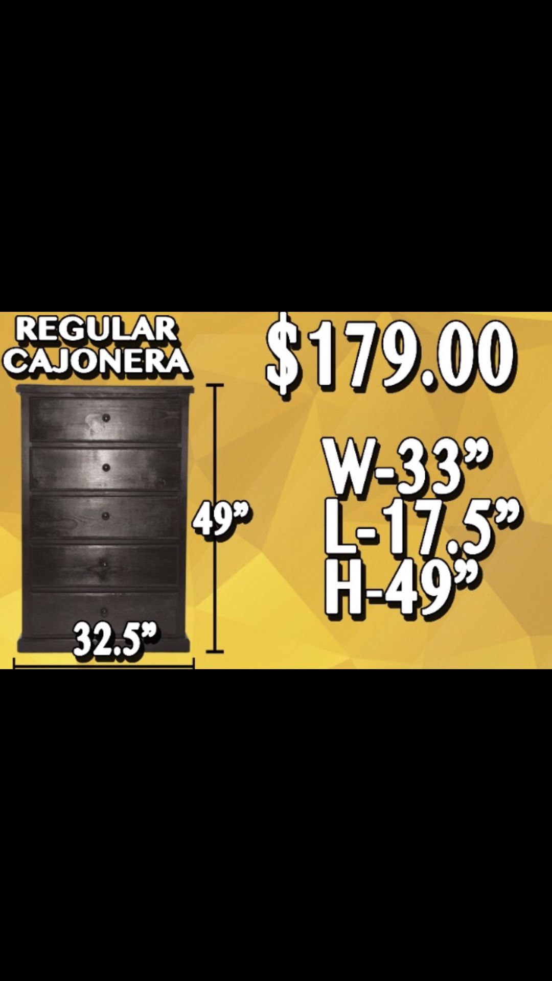 Pinewood Dresser large 5 Drawer