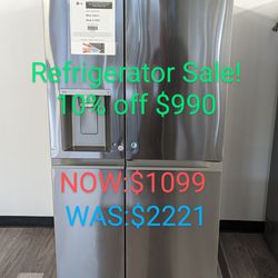 27cu Side By Side Refrigerator with Door-in-Door, External Water/Ice, Pocket Handles and Craft Ice 
