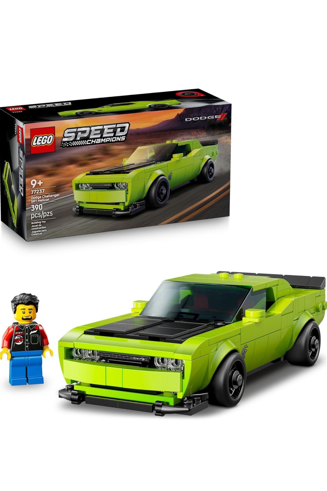 New LEGO Speed Champions Dodge Challenger SRT Hellcat Sports Car Toy - Building Set for Learning, Play and Display - Kids Toy for Boys and Girls, Ages