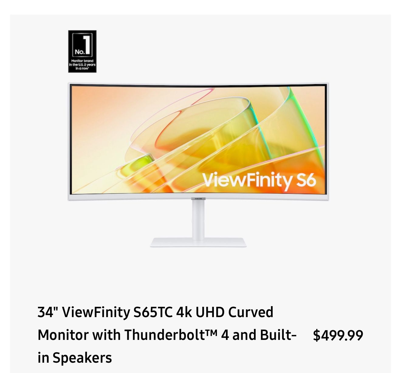 Samsung ViewFinity S6 34” Ultrawide Monitor – Open Box Like New (White)