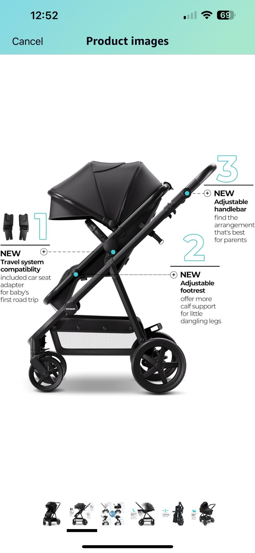 Mompush Meteor 2 Baby Stroller 2 in 1 with Bassinet Mode Baby & Kids