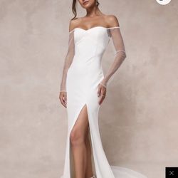White Simple Wedding Dress - XL