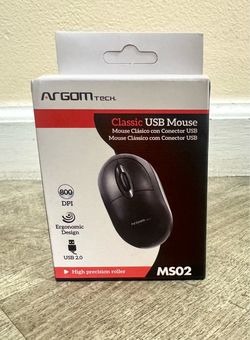 ArgomTech MS02 Classic USB Wired Optical Mouse 800 DPI Ergonomic - New in Box