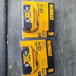 DEWALT 20VMAX XR 2 BATTERIES 5.0AH NEW $100 EACH 