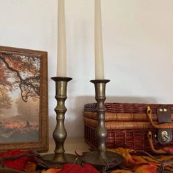 Vintage Brass Candle Stocks 