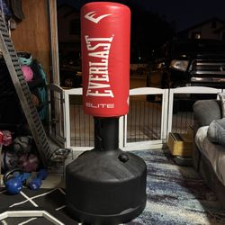 Everlast Elite Freestanding Heavy Bag + 2 Pairs of Gloves (Adult + Kid) – Barely Used