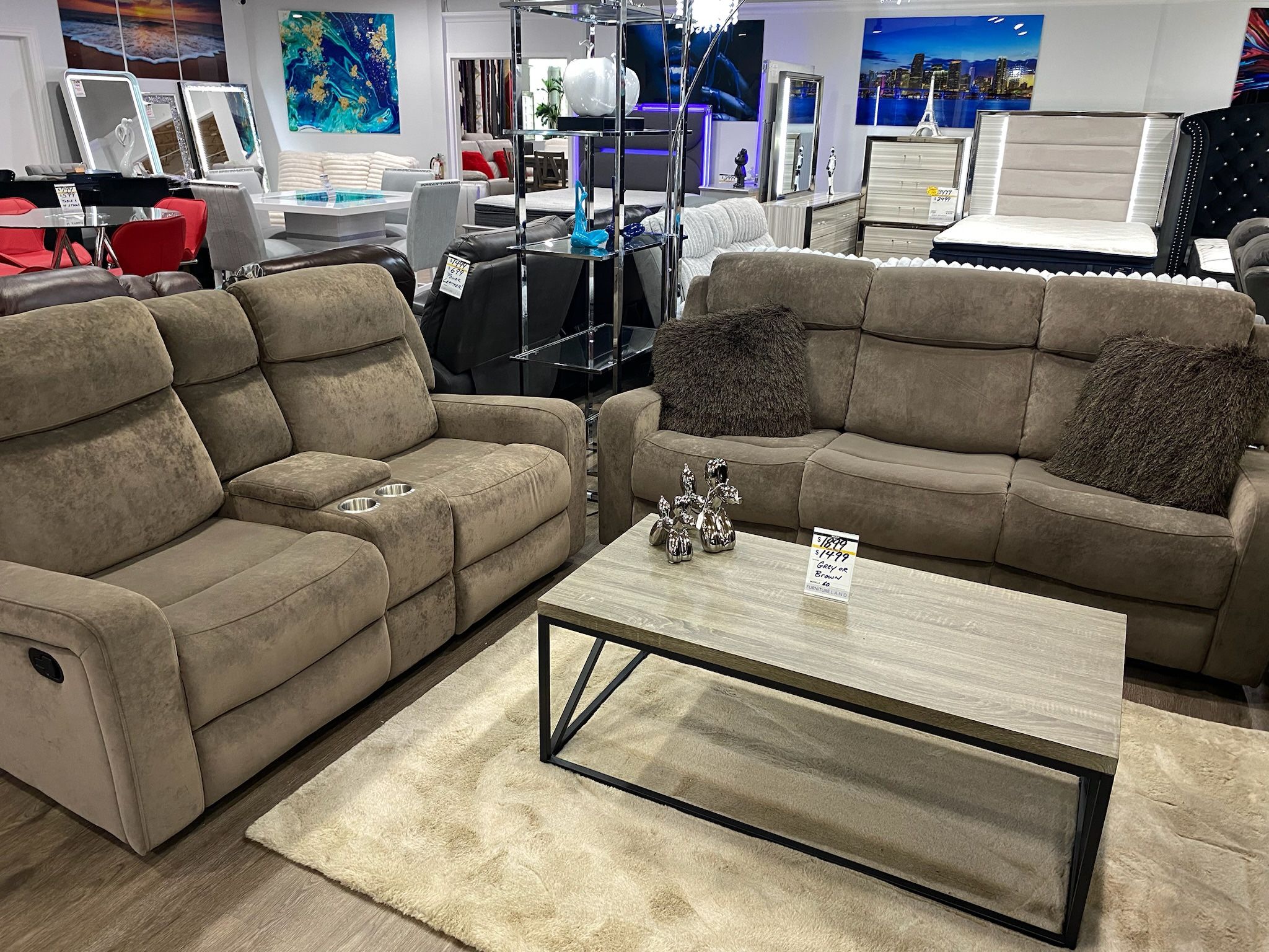 Beautiful Mocha Brown Reclining High Performance Microfiber Sofa & Loveseat Set