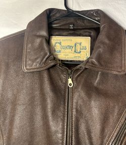 Lloyd Elliots Jacket Large Brown Leather Country Club Avanti Full Zip Biker. 100% Real Leather