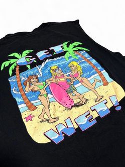 Y2K Vintage Style Catch Surf GET WET! Graphic Muscle Tank / Cutoff T Shirt *DeadStock* - Size Medium