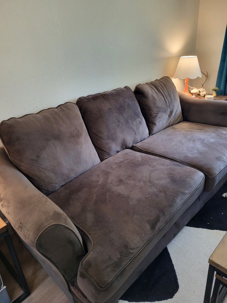 Large Brown Sofa, Deep Cushions