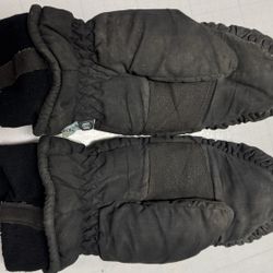 Black Insulated Winter Mittens - Padded Palm & Fleece Cuffs