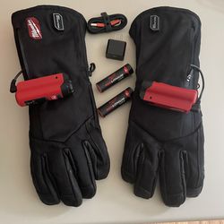 XL Milwaukee USB Rechargeable Heated Gloves With Batteries, Adapters, Cable, Wall Plug