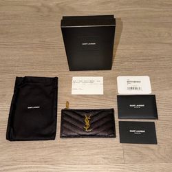 Saint Laurent Paris black leather card holder wallet