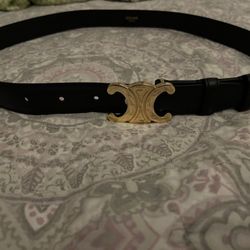 Celine-Triomphe Belt In Taurillon Leather 