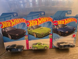 Hot Wheels Lot of 3 '89 Mazda Savanna RX-7 FC35 in Black, Blue & Green