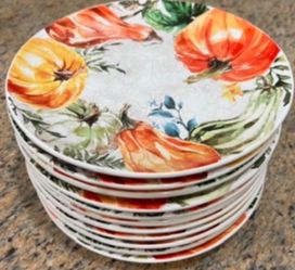World Market Harvest Pumpkin Crackle Salad Plates.  Quantity - 11 .  
