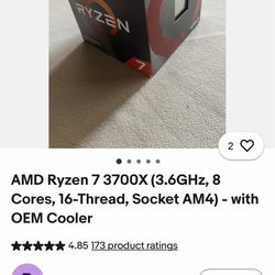 Ryzen 3700x 8Cores 16Thread AM4