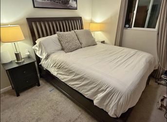 Solid Wood Queen Bed Frame + Nightstand - Beautiful Espresso Finish