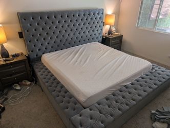 King Size Tufted Upholstered Bed Frame