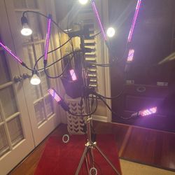 Indoor Plant Light With 12 Gooseneck Clip Full Spectrum And White Lights On 9 Foot Adjustable Lighting Pole