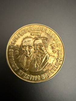 10 Pesos de Mexico Moneda de Plata Chapiada en Oro  1960