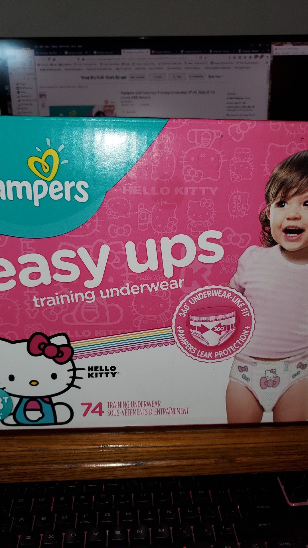 Pampers girls Easy Ups training underwear size 2T 3T 74 pack Hello Kitty