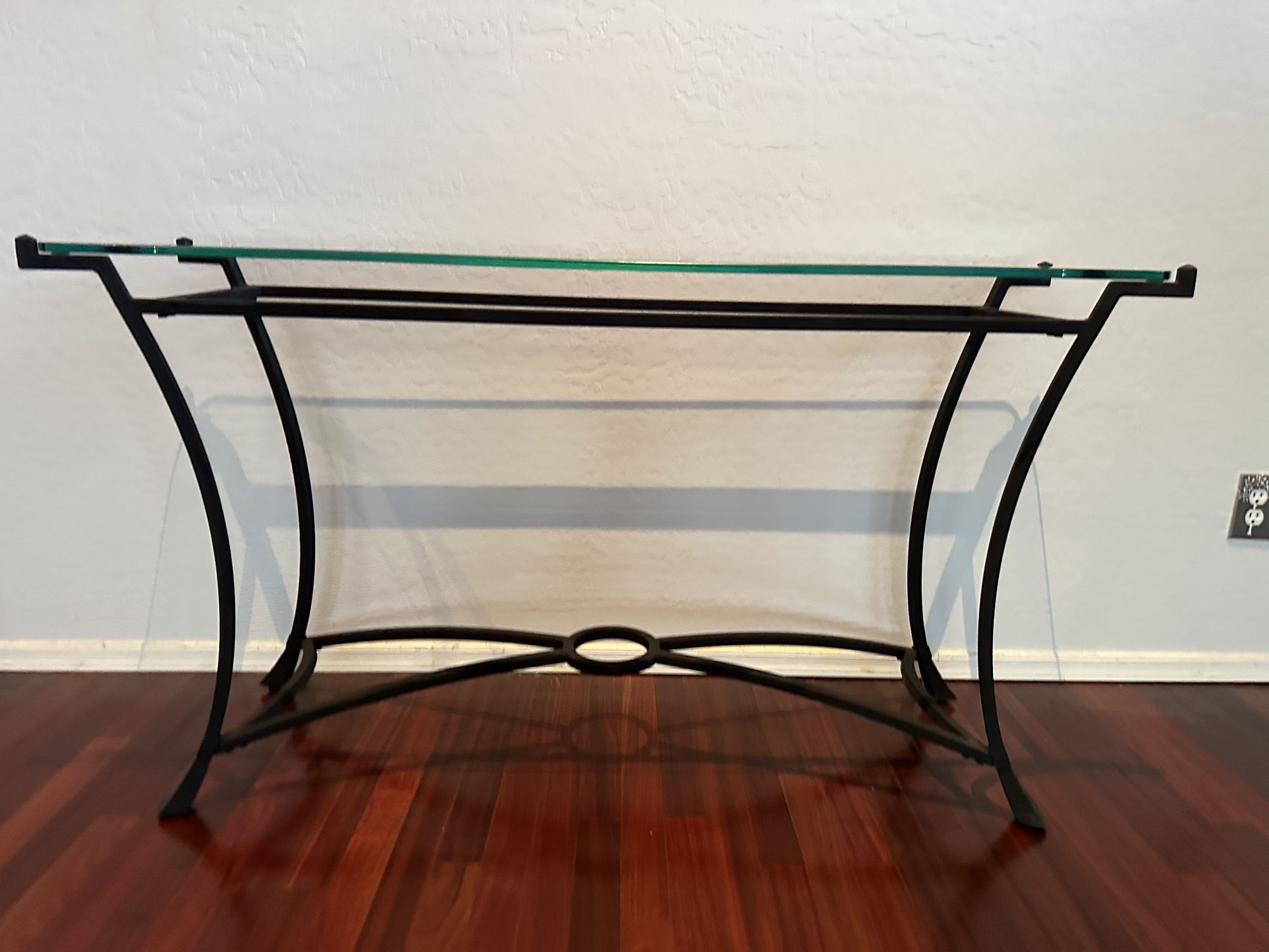 Console Table Black Metal Frame with Top Glass(12.5 mm thick)