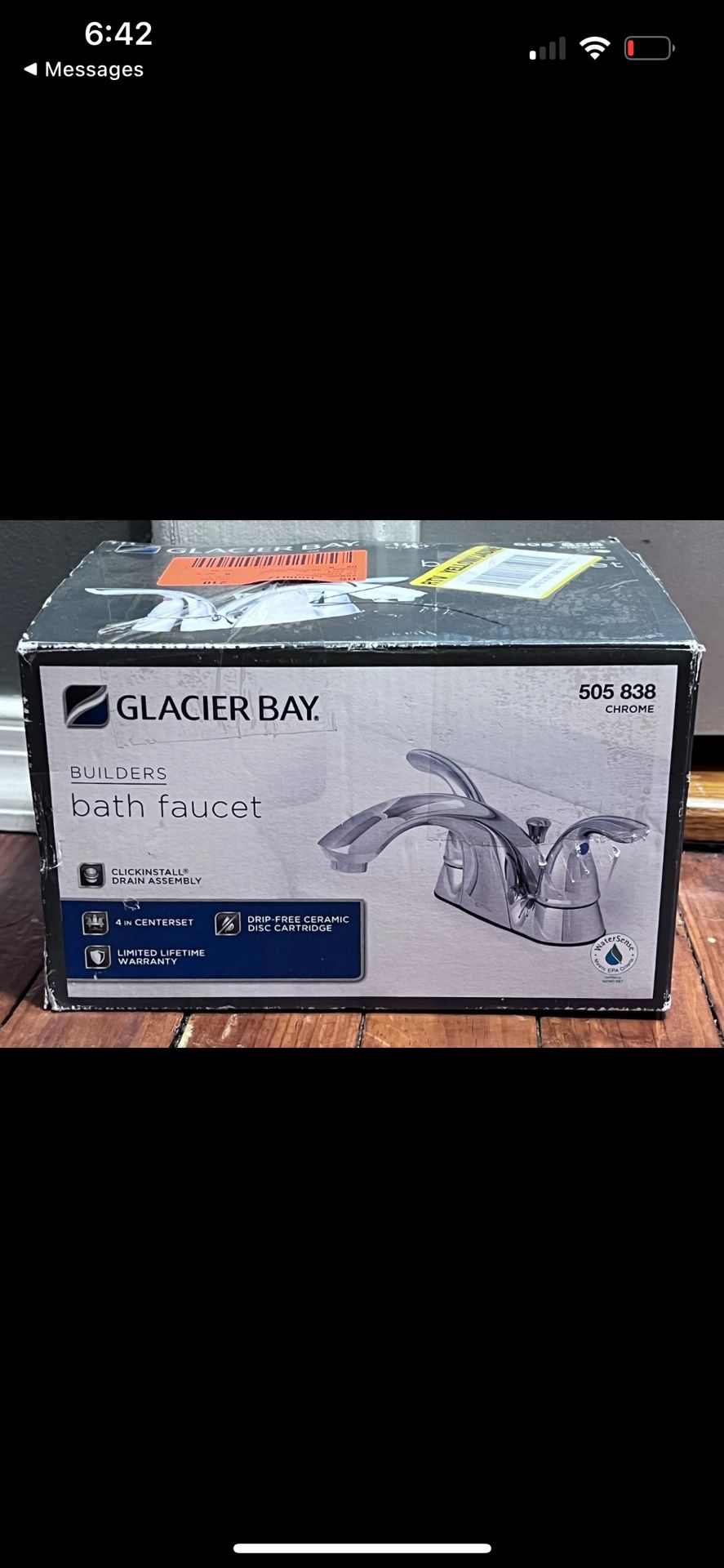 Glacier Bay Builders 4" Centerset Double Handle Low-Arc Bathroom Faucet - Chrome