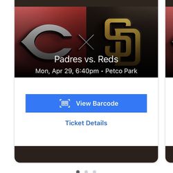 Padres VS Reds Monday April 29th - GIVEAWAY