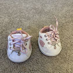 Build A Bear SKETCHERS Sneakers Pink Flower Shoes