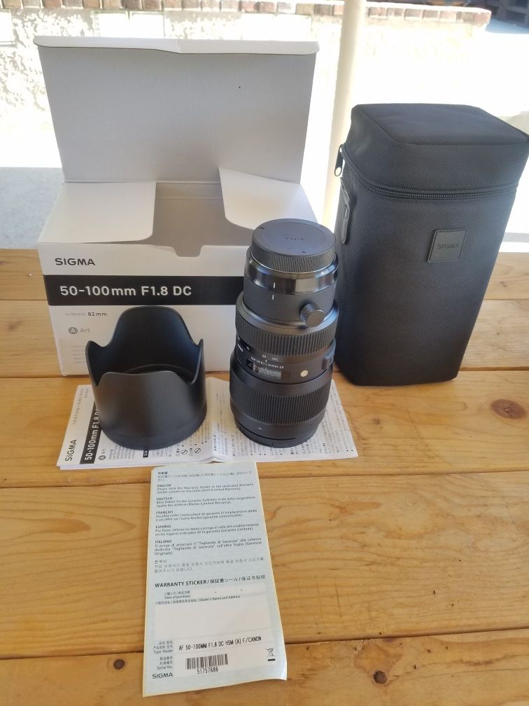 Price Drop!! BRAND NEW: Sigma 50-100 f1.8 Art for Canon.