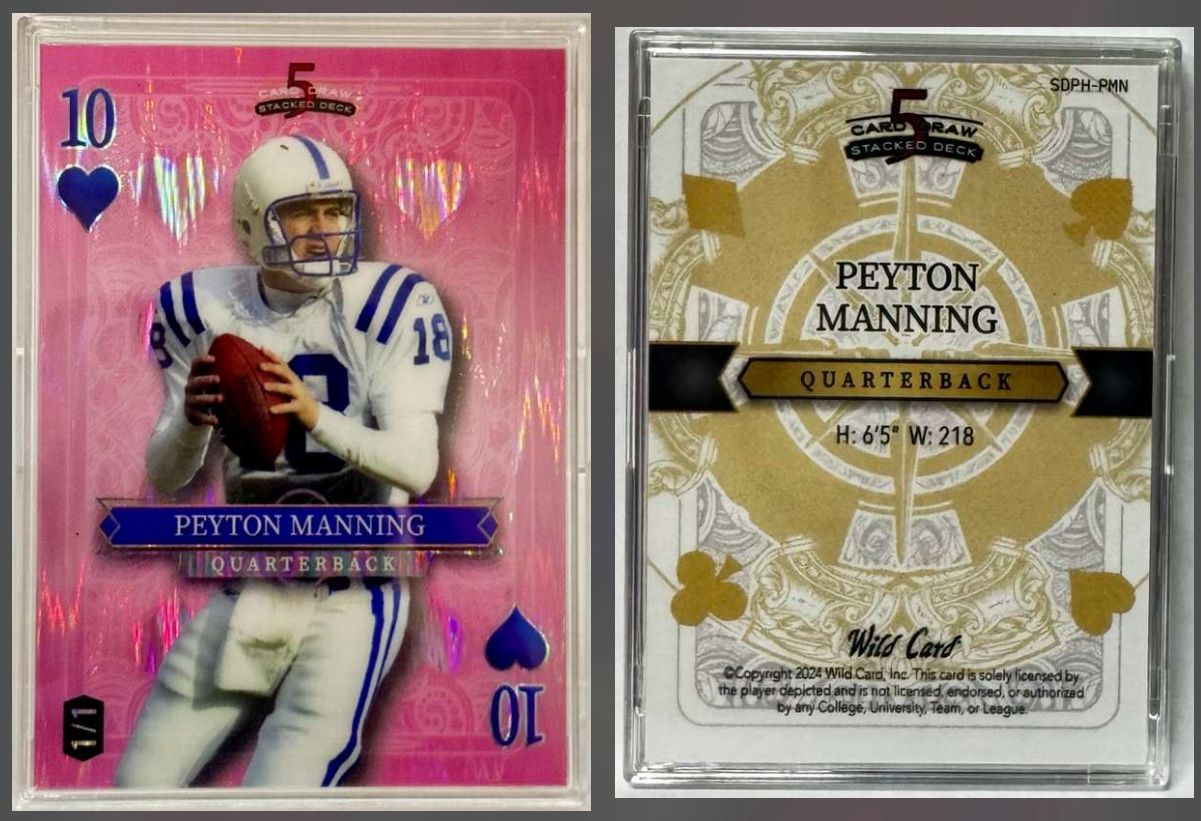 2024 Wild Card 5 Card Draw/Stacked Deck - Peyton Manning - Ten of Hearts Pink