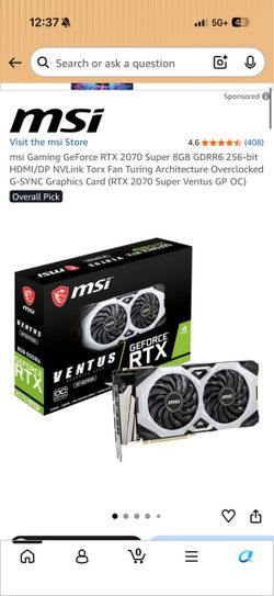 msi GeForce RTX 2070 Super || Graphics Card/GPU