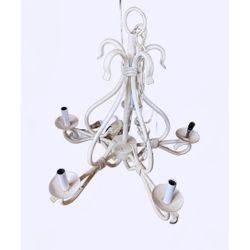 Vintage White Metal Chandelier Light Fixture
