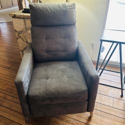 2 Suede Grey Reclining Sofa Chairs Both $100
