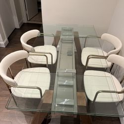 Modern Glass Table And 4 Chairs
