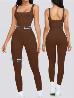 Womens Workout Rompers Jumpsuits Seamless Ribbed Yoga Gym One Piece Sleeveless Square Neck Tank Top Leggings Unitard
