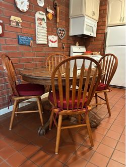 Solid Oak Dining Table and Chairs