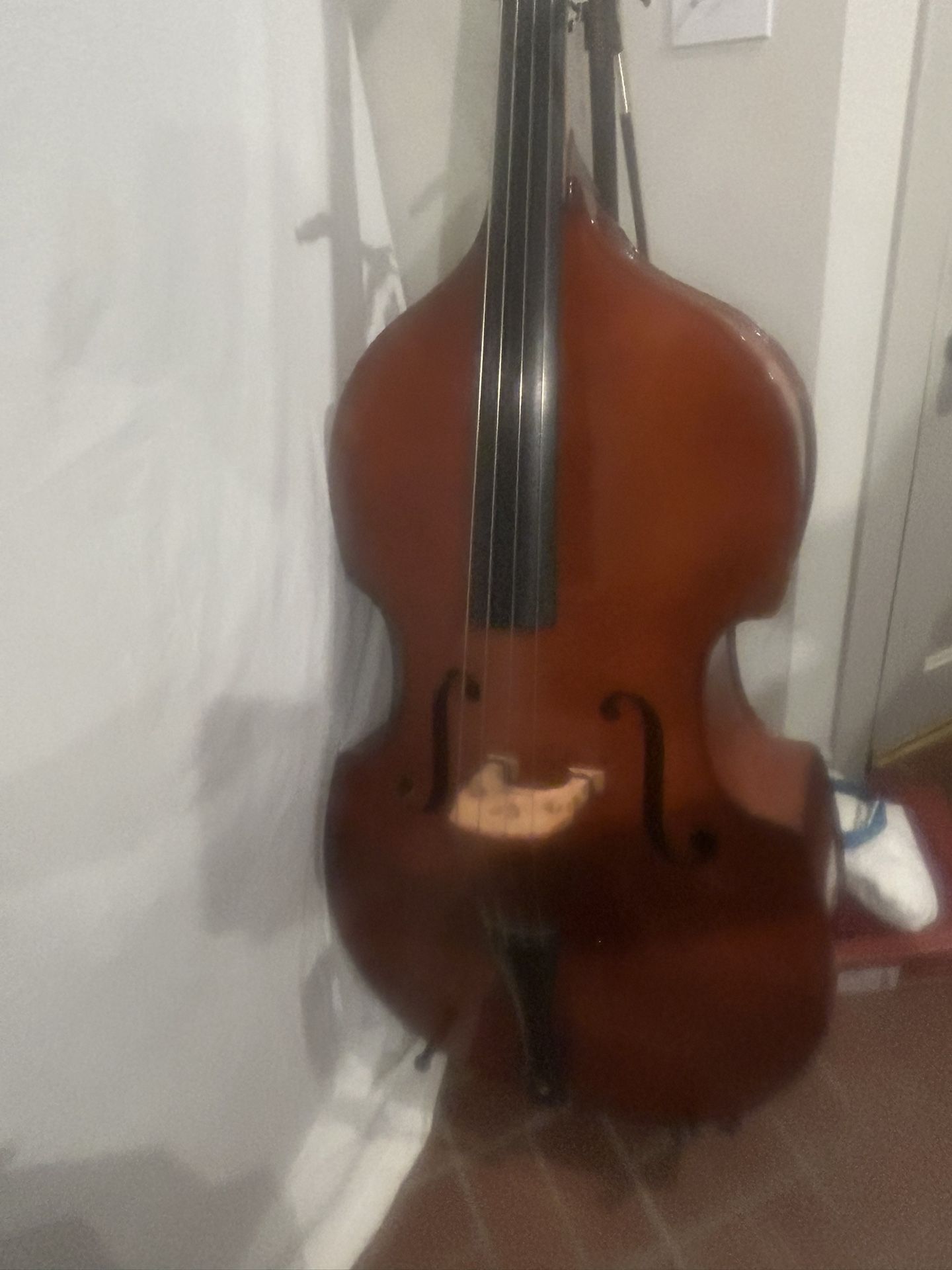 Upright Wooden Double Bass W bow