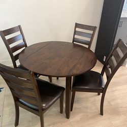wooden dining table and chairs set