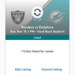 Las Vegas Raiders Vs. Miami Dolphins / Plus Orange Parking Pass