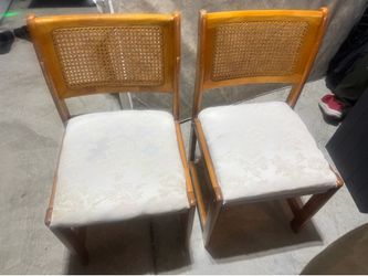 Pair of cane back dining chairs