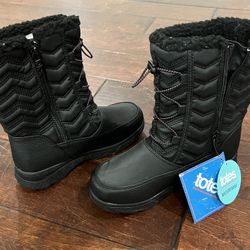 Totes Waterproof Boots Black and Pink