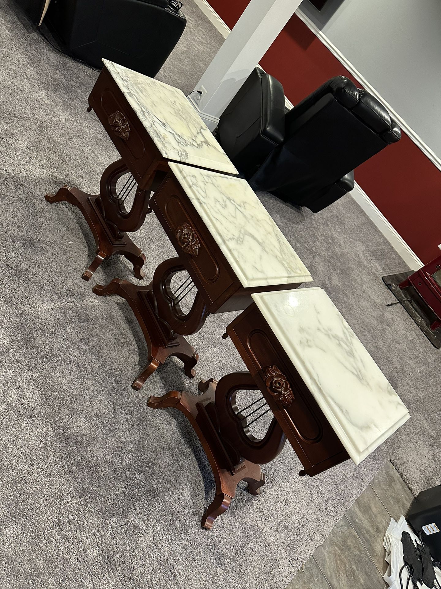 Mahogany Marble Tables X3 | PRICE IS NEGOTIABLE 